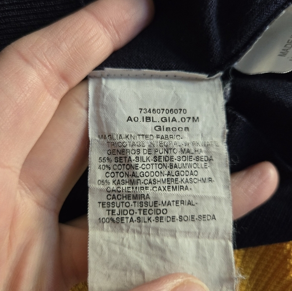 IBlues Navy Sheer Silk Cashmere Button-Up Cardigan Size L - Picture 6 of 6